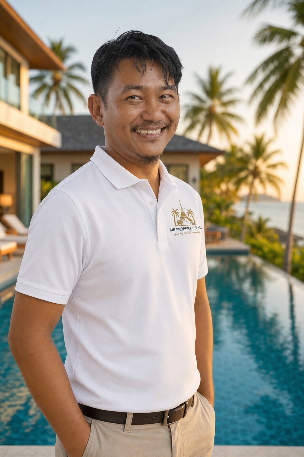 Thura, Mr Property Siam team member handling waste collection and recycling on Koh Samui